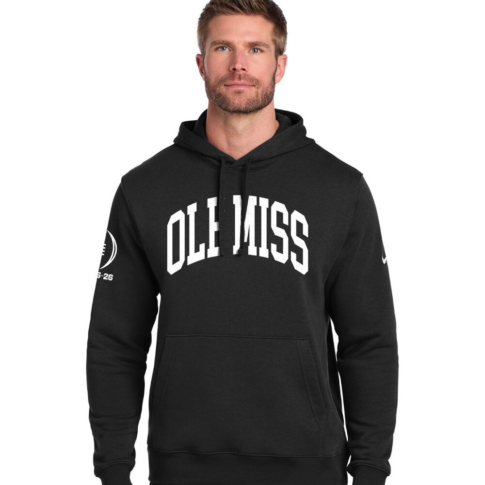 Nike Club Ole Miss College Playoff Sleeve Swoosh Pullover Hoodie BLACK XS-4XL